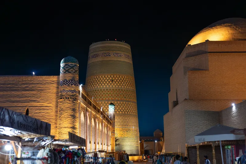 The Kalta Minor minaret in Khiva at night